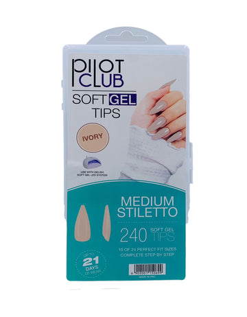 Pilot Club Medium Stiletto Tips )240 Pcs(- Ivory